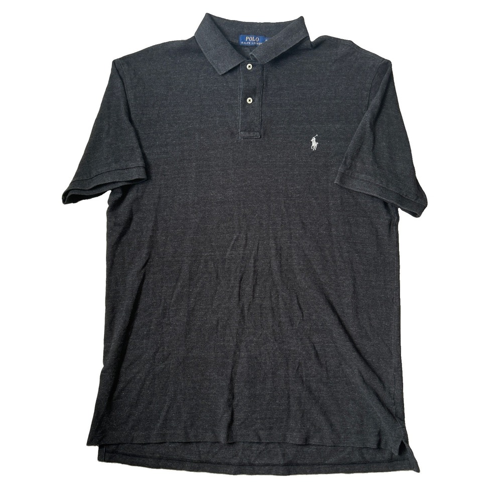 Ralph Lauren Shirt Men XLT Black Speck Polo Short Sleeve Golf Preppy Casual
